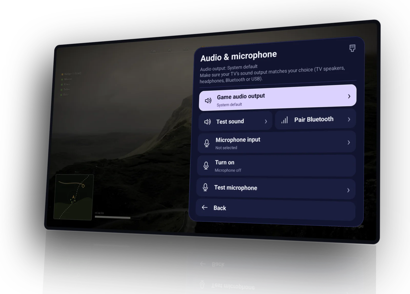 GameWarp's Audio and microphone settings