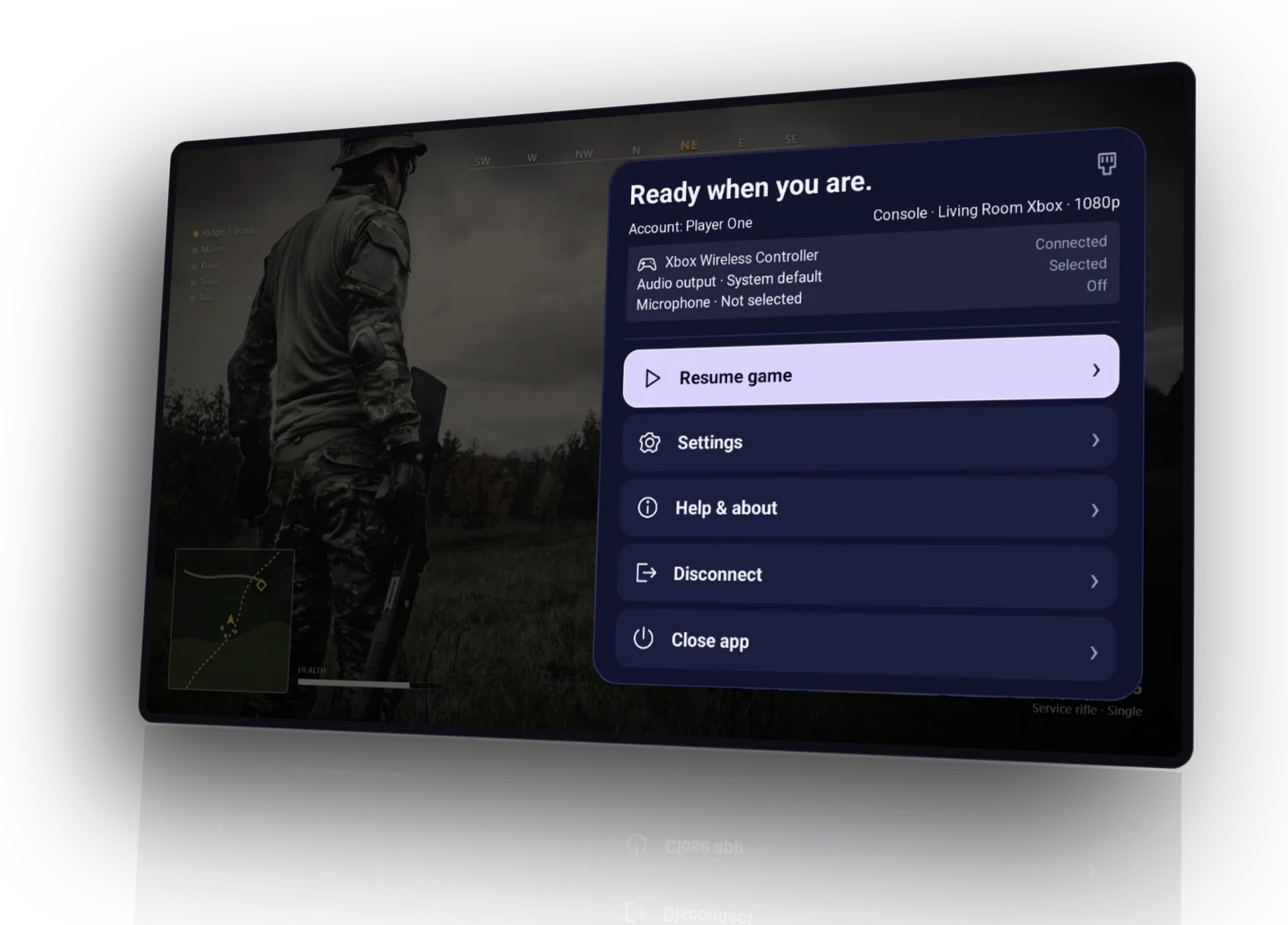 GameWarp's playback menu over a game